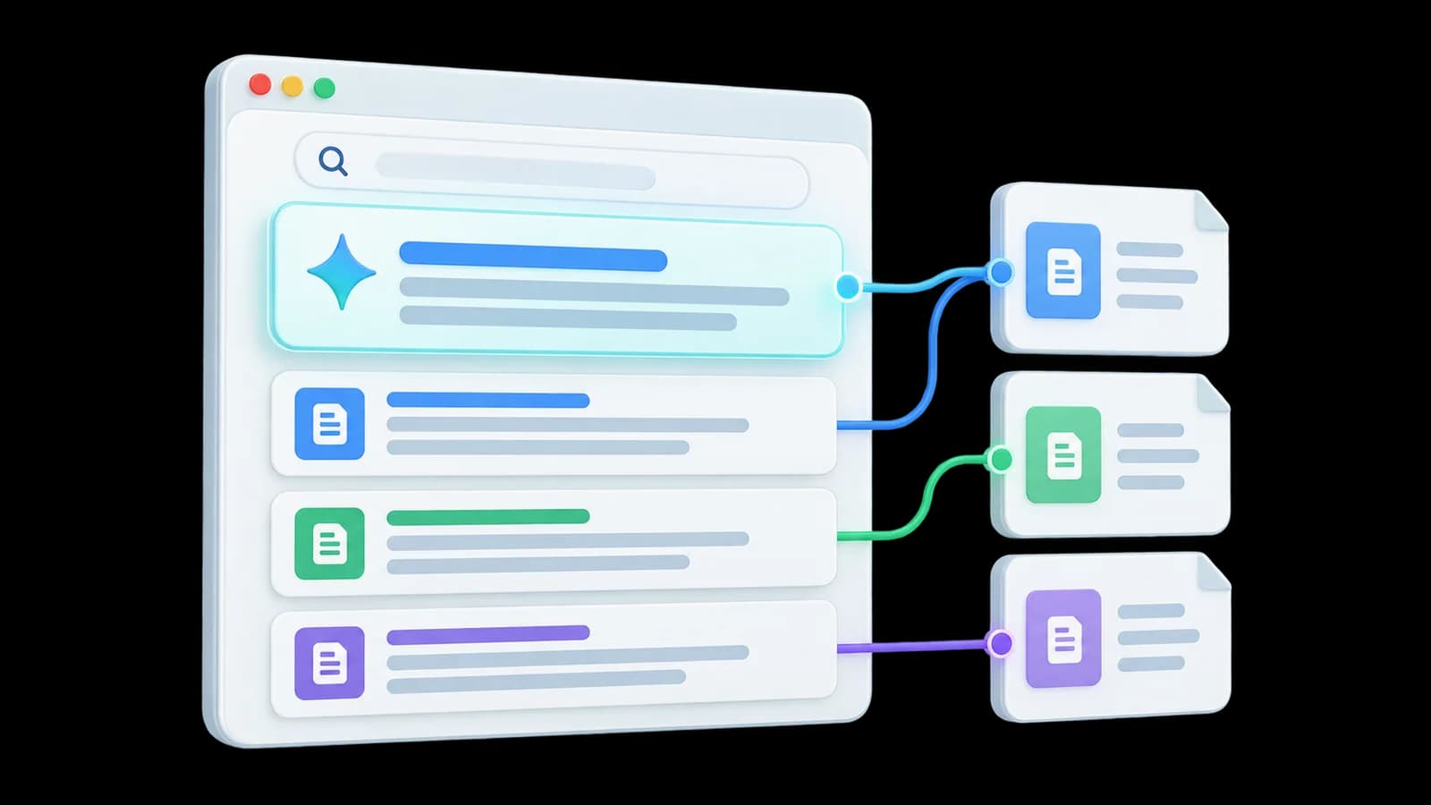 Konzeptillustration: Überblick über Google AI und seine Beziehung zur Suchmaschinenoptimierung (SEO)