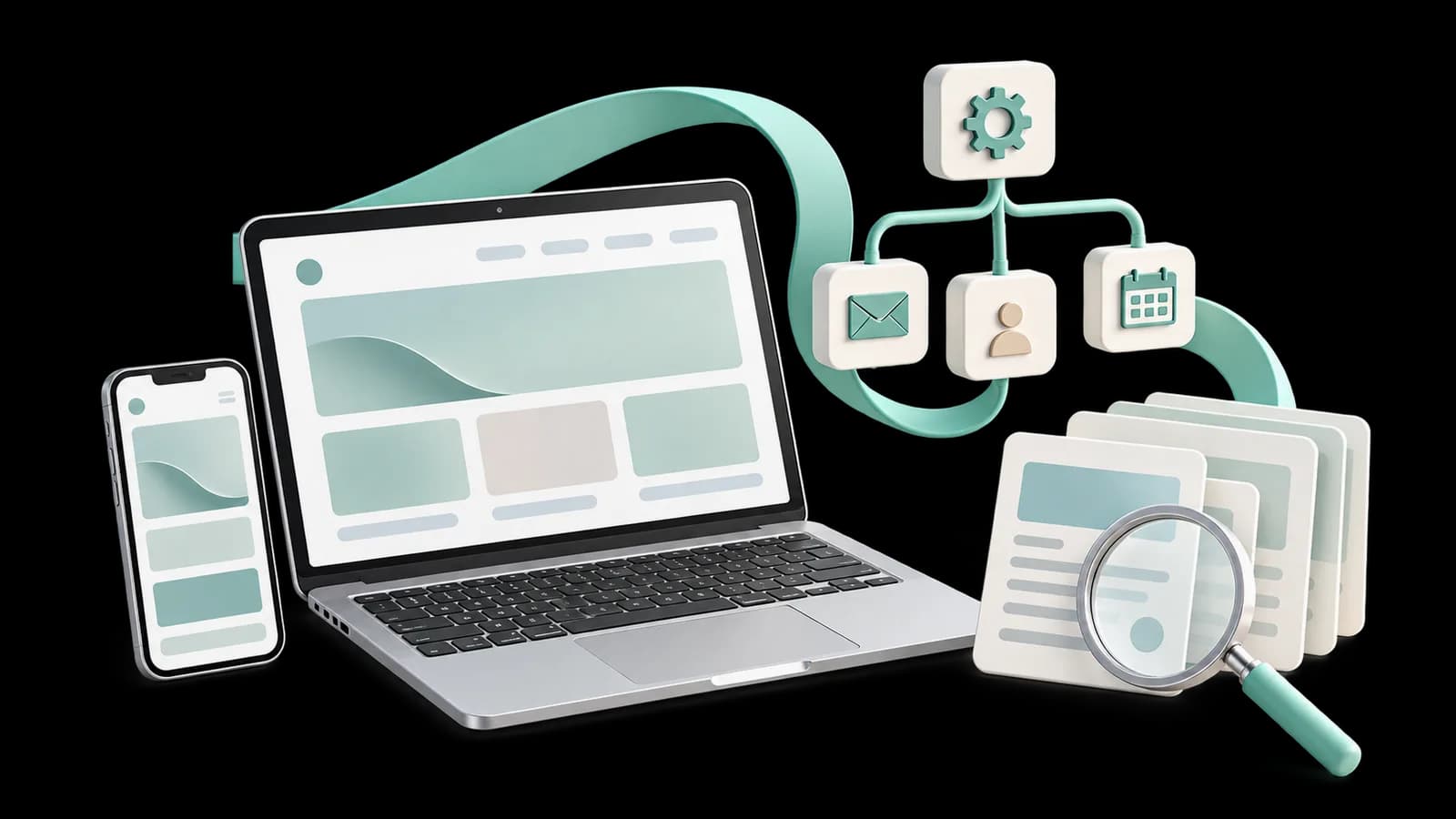 Konzeptillustration: Websites und KI-Systeme für Unternehmen in Taiwan